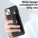 iPhone 15 Plus Shockproof Leather Phone Case with Wrist Strap - Black