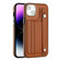 iPhone 15 Plus Shockproof Leather Phone Case with Wrist Strap - Brown