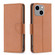 iPhone 15 Plus Litchi Texture Pure Color Flip Leather Phone Case - Brown
