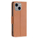 iPhone 15 Plus Litchi Texture Pure Color Flip Leather Phone Case - Brown