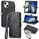 iPhone 15 Plus Geometric Zipper Wallet Side Buckle Leather Phone Case - Black