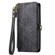 iPhone 15 Plus Geometric Zipper Wallet Side Buckle Leather Phone Case - Black