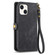 iPhone 15 Plus Geometric Zipper Wallet Side Buckle Leather Phone Case - Black