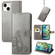 iPhone 15 Plus Four-leaf Clasp Embossed Buckle Leather Phone Case - Gray