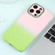 iPhone 15 Plus Gradient Starry Silicone Phone Case with Lens Film - Pink Green