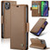 iPhone 15 Plus CaseMe 023 Butterfly Buckle Litchi Texture RFID Anti-theft Leather Phone Case - Brown