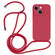 iPhone 15 Plus Crossbody Lanyard Liquid Silicone Case - Rose Red