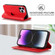 iPhone 14 Pro Max Rhombic MagSafe RFID Anti-Theft Wallet Leather Phone Case - Red