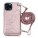 iPhone 14 Pro Max Crocodile Texture Lanyard Card Slot Phone Case - Rose Gold