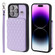 iPhone 14 Pro Max Grid Texture Card Bag Phone Case with Lanyard - Purple