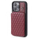 iPhone 14 Pro Max Grid Texture Card Bag Phone Case with Lanyard - Red