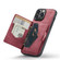 iPhone 14 Pro Max JEEHOOD Retro Magnetic Detachable Leather Phone Case  - Red