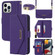 iPhone 14 Pro Max Cross Texture Lanyard Leather Phone Case - Purple