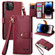 iPhone 14 Pro Max Love Zipper Lanyard Leather Phone Case - Red