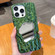 iPhone 14 Pro Max Embossed Rock Texture Mirror TPU Phone Case - Green