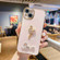 iPhone 14 Pro Max Electroplated Rhinestone Flamingo Phone Case - Pink