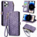 iPhone 14 Pro Max Geometric Zipper Wallet Side Buckle Leather Phone Case - Purple