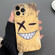 iPhone 14 Pro Max Painted Pattern Precise Hole PC Phone Case - Yellow Background Smiling