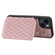 iPhone 14 Grid Texture Card Bag Phone Case with Lanyard - Rose Gold