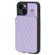 iPhone 14 Grid Texture Card Bag Phone Case with Lanyard - Purple