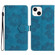 iPhone 14 Flower Embossing Pattern Leather Phone Case - Blue