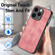 iPhone 14 Vintage Leather PC Back Cover Phone Case - Pink