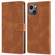 iPhone 14 Fantasy Classic Skin-feel Calfskin Texture Leather Case - Brown