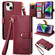 iPhone 14 Love Zipper Lanyard Leather Phone Case - Red