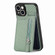 iPhone 14 Carbon Fiber Vertical Flip Zipper Phone Case - Green