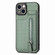 iPhone 14 Carbon Fiber Vertical Flip Zipper Phone Case - Green