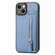 iPhone 14 Carbon Fiber Vertical Flip Zipper Phone Case - Blue