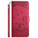 iPhone 14 Cat Embossing Pattern Leather Phone Case with Lanyard - Red