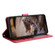 iPhone 14 Cat Embossing Pattern Leather Phone Case with Lanyard - Red