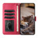 iPhone 14 Cat Embossing Pattern Leather Phone Case with Lanyard - Red