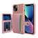 iPhone 14 Magnetic Wallet Card Bag Leather Phone Case  - Rose Gold