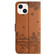 iPhone 14 Cat Embossing Pattern Leather Phone Case with Lanyard - Brown
