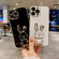 iPhone 14 Plating Rabbit Holder Phone Case - Blue