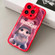 iPhone 14 Liquid Silicone Oil Painting Rabbit Phone Case - Red