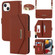 iPhone 14 Cross Texture Lanyard Leather Phone Case - Brown
