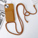 iPhone 14 Crossbody Lanyard Elastic Silicone Card Holder Phone Case - Brown