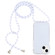 iPhone 14 Transparent Acrylic Airbag Shockproof Phone Protective Case with Lanyard  - White Grey Rough Grain
