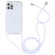 iPhone 14 Transparent Acrylic Airbag Shockproof Phone Protective Case with Lanyard  - White Grey Rough Grain