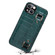 iPhone 14 Crocodile Wristband Wallet Leather Back Cover Phone Case - Dark Green