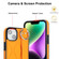 iPhone 14 Non-slip Full Coverage Ring PU Phone Case with Wristband - Orange