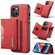 iPhone 14 DG.MING M2 Series 3-Fold Card Bag Leather Case - Red