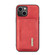 iPhone 14 DG.MING M2 Series 3-Fold Card Bag Leather Case - Red