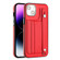 iPhone 14 Shockproof Leather Phone Case with Wrist Strap - Red