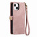 iPhone 14 Geometric Zipper Wallet Side Buckle Leather Phone Case - Pink