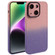 iPhone 14 Gradient Starry Silicone Phone Case with Lens Film - Pink Purple