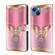 iPhone 13 / 14 Crystal 3D Shockproof Protective Leather Phone Case - Pink Bottom Butterfly